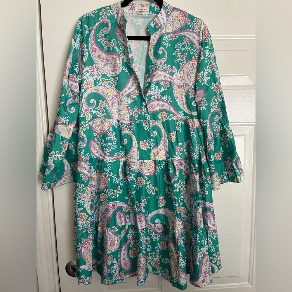 Sunday Up Paisley Print Green Dress